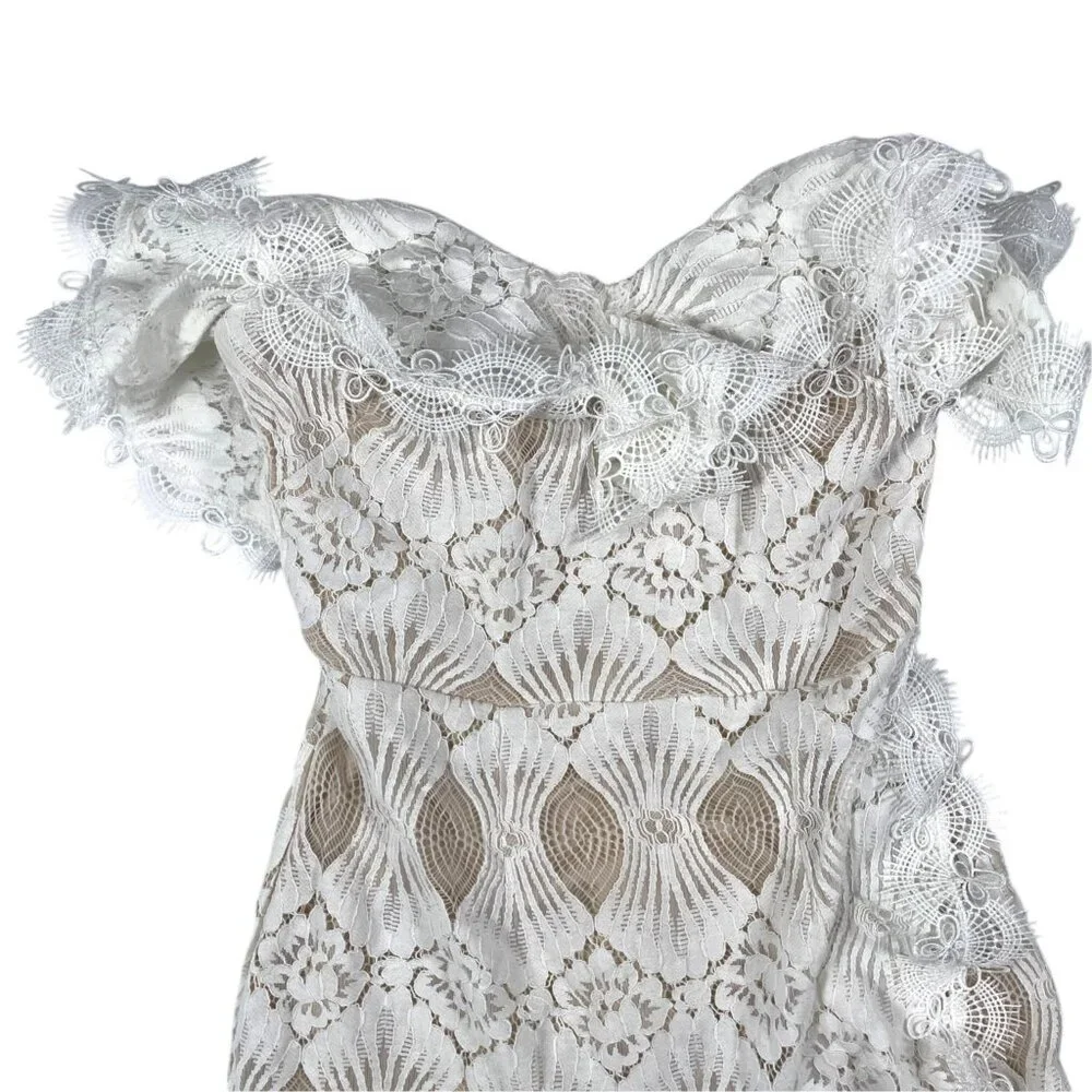 NWT Selfie Leslie September Lace Mini Dress White SZ XS Bridal Shower Dress - Picture 5 of 11